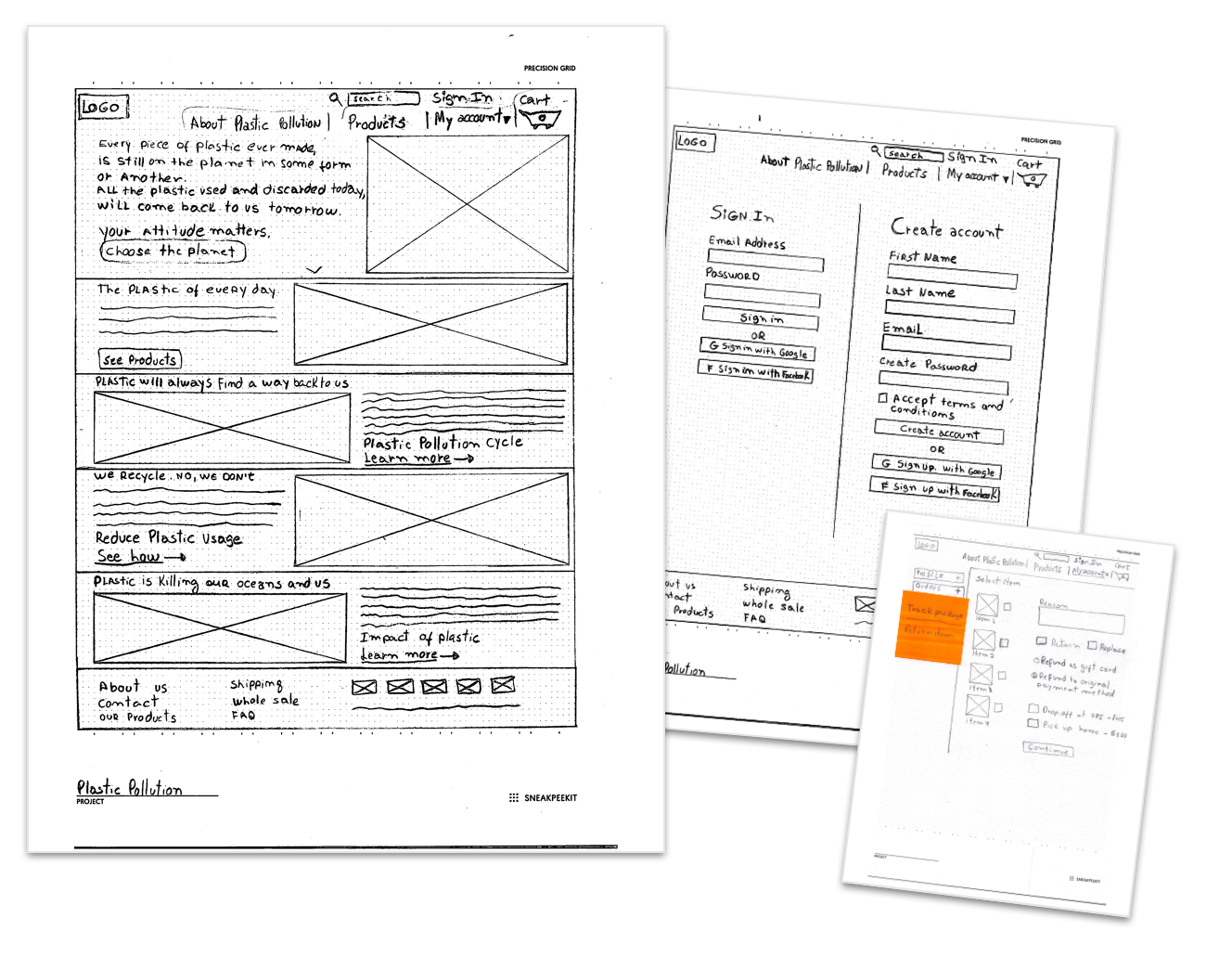 Low fidelity mockups