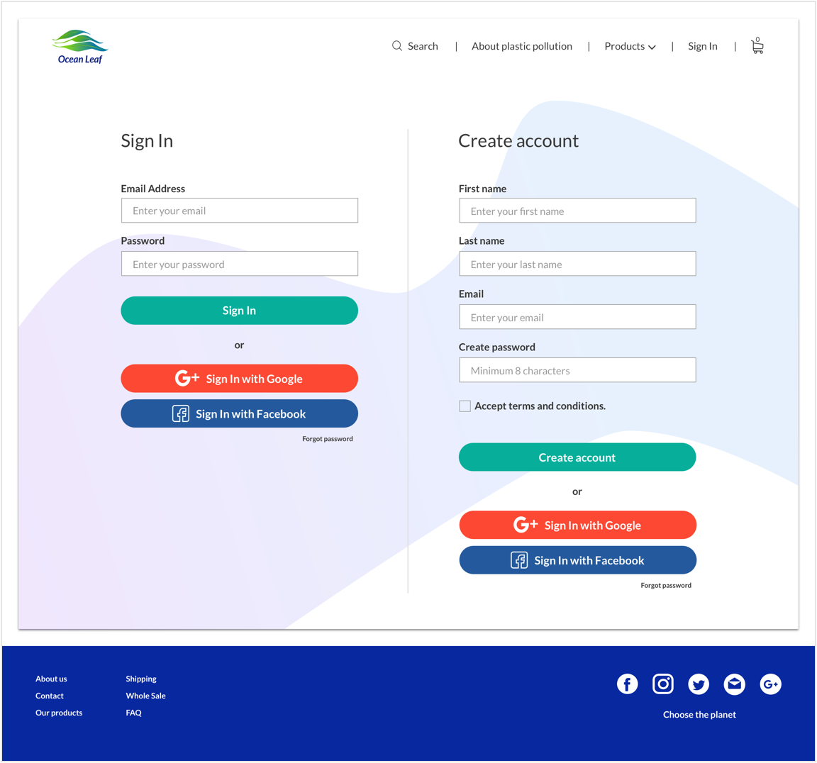 Low fidelity mockups